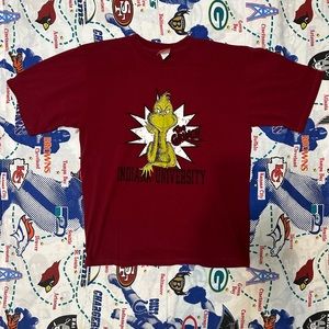 Vintage 2007 Dr Seuss Grinch Indiana University Hoosiers Heavy Rare Graphic Tee